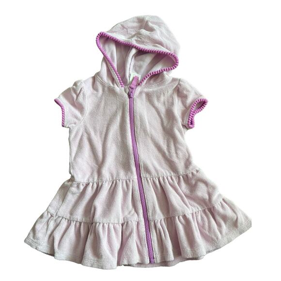 Cat & Jack light pink purple zip up robe dress soft terry cloth hooded 3t - Picture 1 of 3